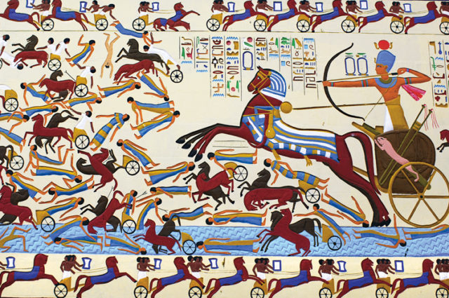 لوحة تمثل أحمس الأول يقاتل الهكسوس في إحدى المعارك