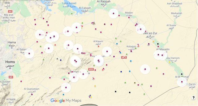 خريطة هجمات تنظيم الدولة (النقاط البارزة) في نوفمبر