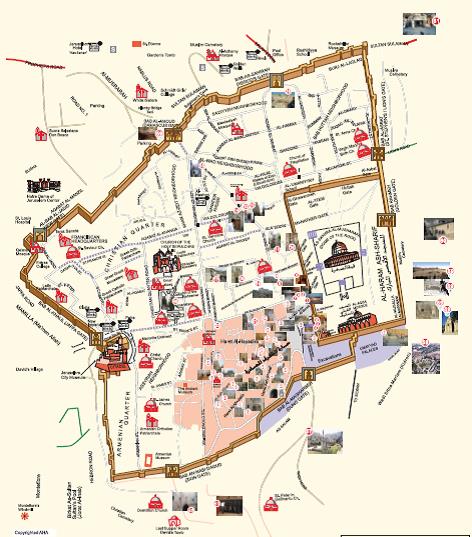 خريطة توضح الكنس اليهودية التي تقيمها سلطات الاحتلال حول المسجد الأقصى