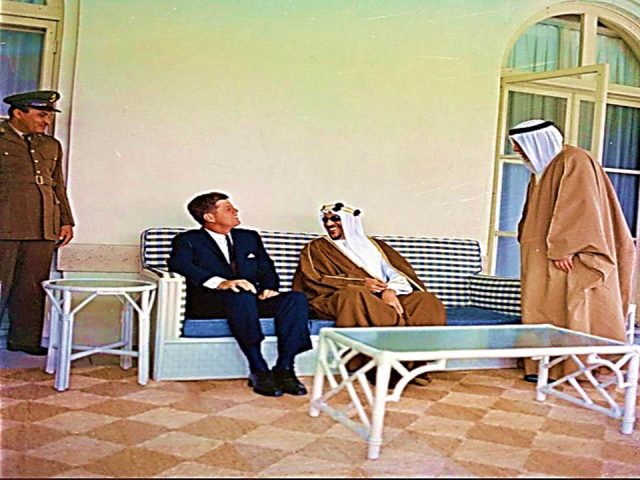 الملك سعود والرئيس جون كيندي في بالم بيتش فلوريدا يناير 1962