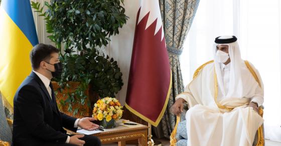 أمير قطر رئيس أوكرانيا في لقاء سابق